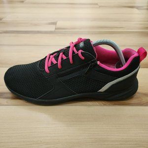 Vionic Lyla Side Zip Lace Walking Shoes Sneakers Black Pink Women's Size 9.5